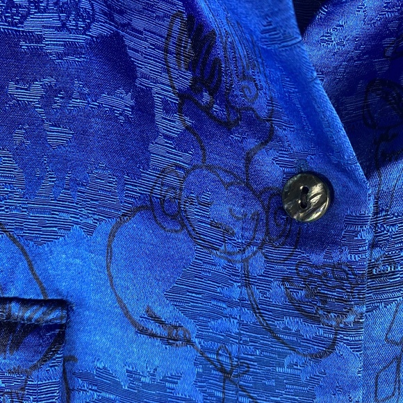 Chicos Sz 3 (XL 1X 16 18) Shirt Top Blouse Silk Linen Blue Safari Animals Jungle - Picture 4 of 7